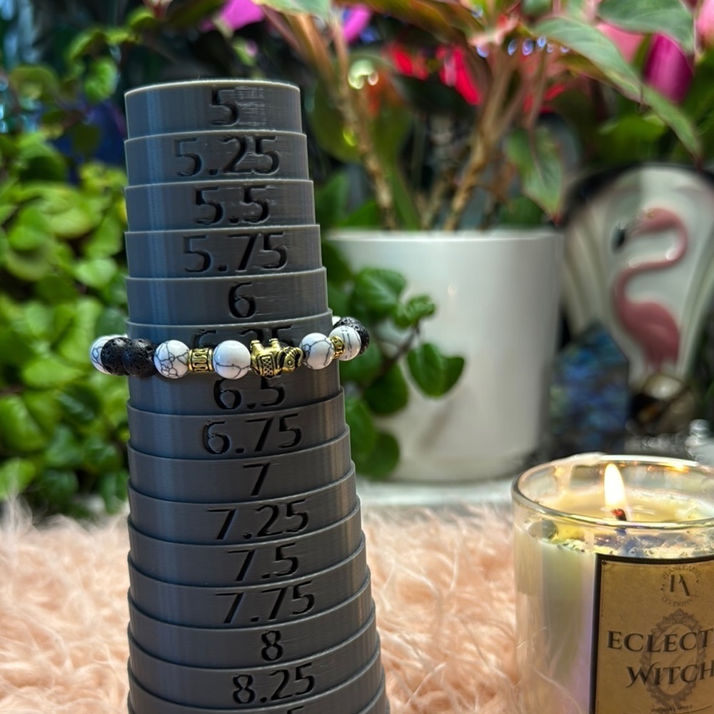 White Turquoise and Lava Stone Bracelet - Picture 2 of 3